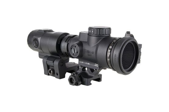 Trijicon MRO SD Patrol red dot optic with magnifier.